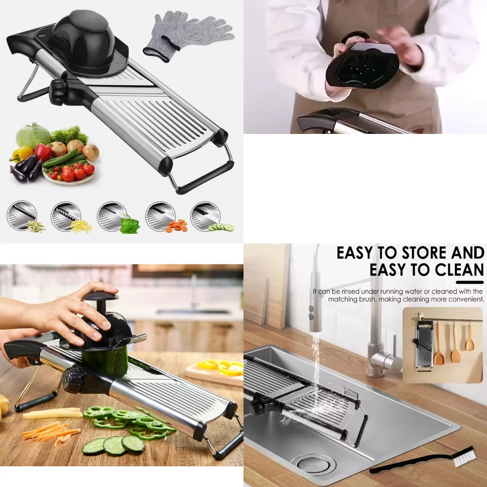 

Fruit & Vegetable ToolsAdjustable Stainless Steel Mandoline Slicer for Fruits Vegetables Multi Purpose Kitchen Chopper Cutter