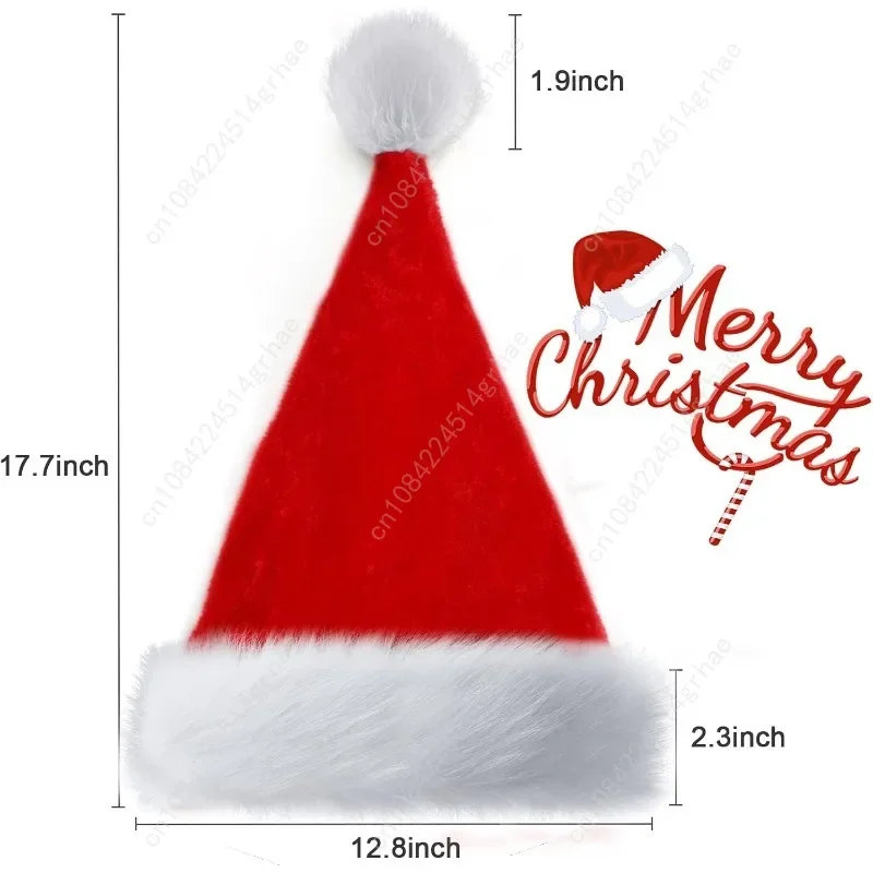 크리스마스 모자 산타 모자 성인용 유니섹스 레드 벨벳 엑스트라 두꺼운 크리스마스 모자 새해 축제 파티용