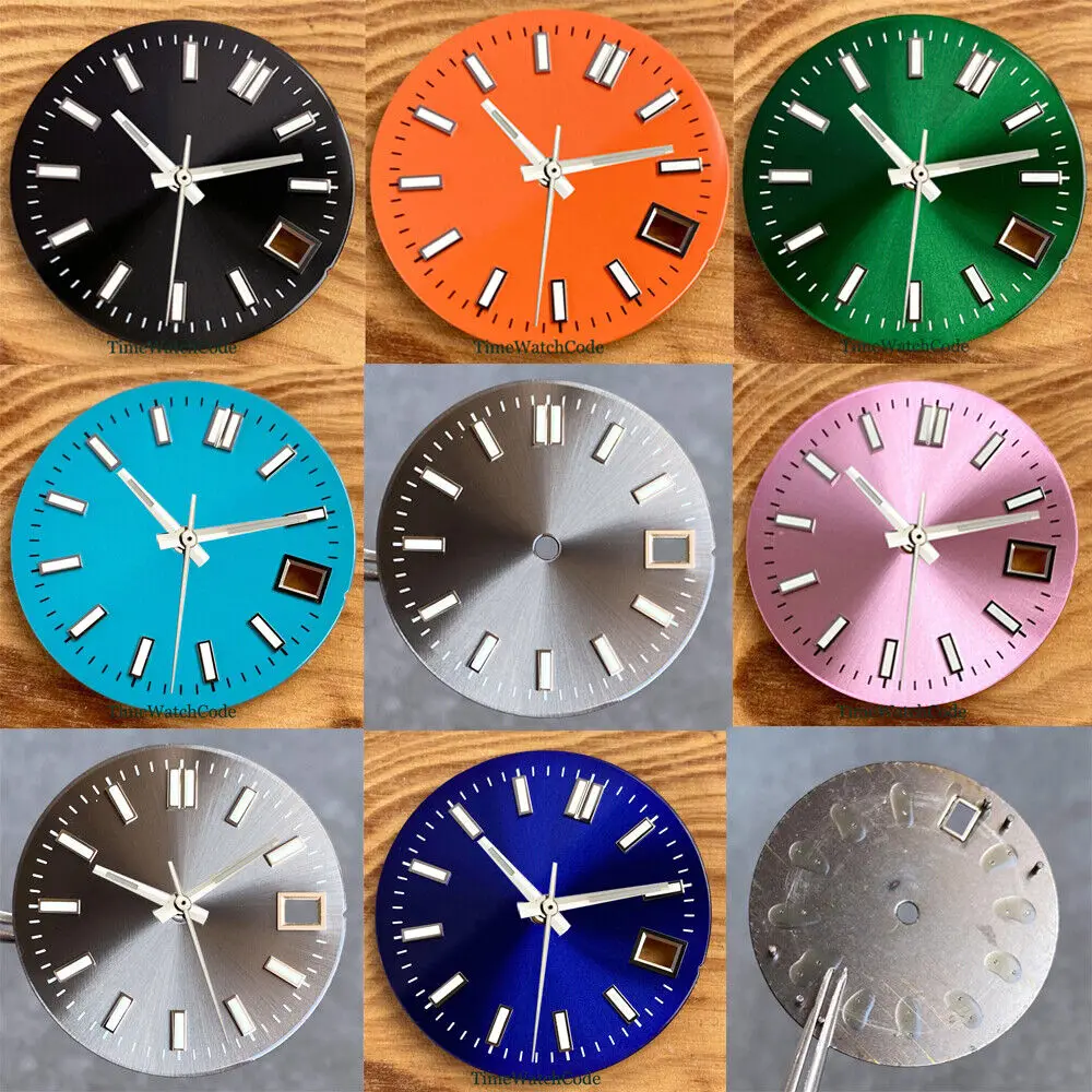 29 мм циферблат часов Sunburst, эмалированный циферблат, светящиеся стрелки для NH35 NH36 NH38 NH70 Movt