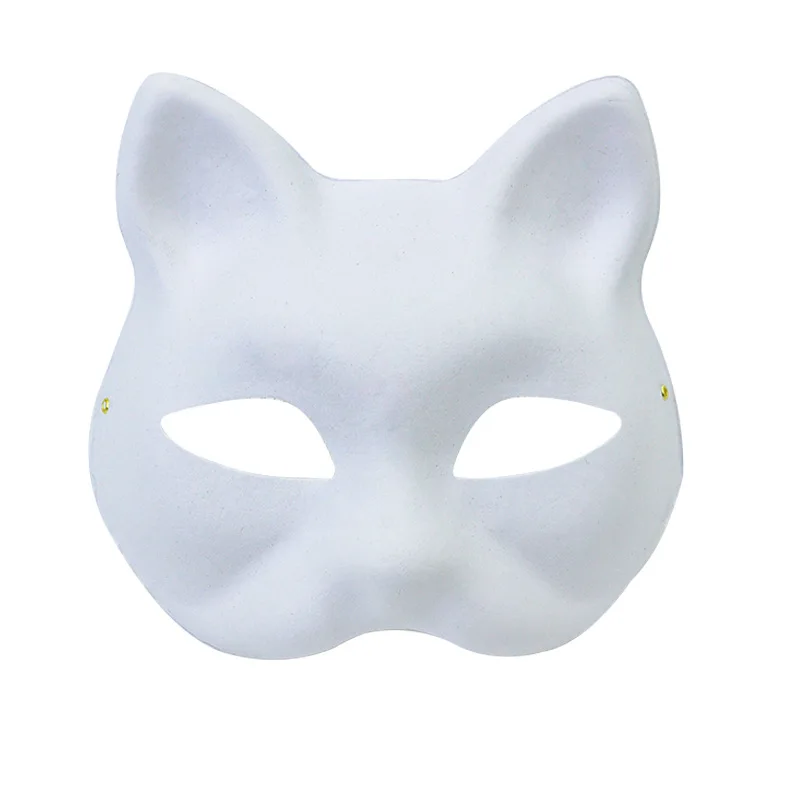 Therian Mask Set Blank Mask Half Face Hand Drawn Animal Cat Fox Mask children DIY Handmade Graffiti Half Face Mask Party Christm