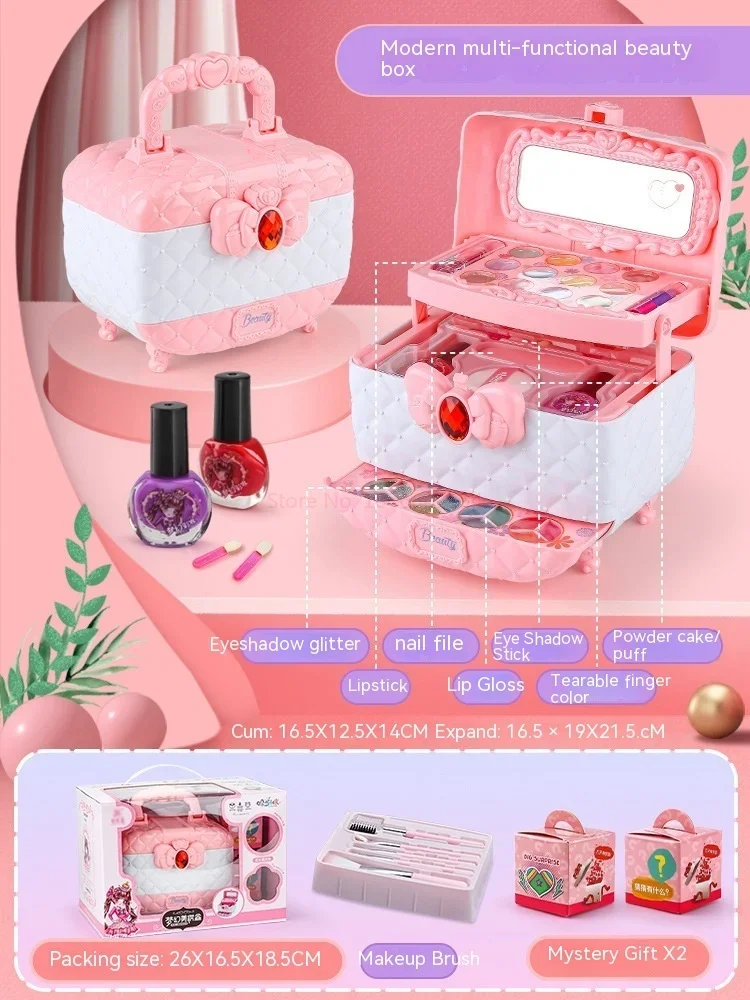 Hot  Makeup Toy Kits With Cosmetic Case Portable Playset Washable Makeup Toys Gift For Present Christmas Holiday Festival Gift