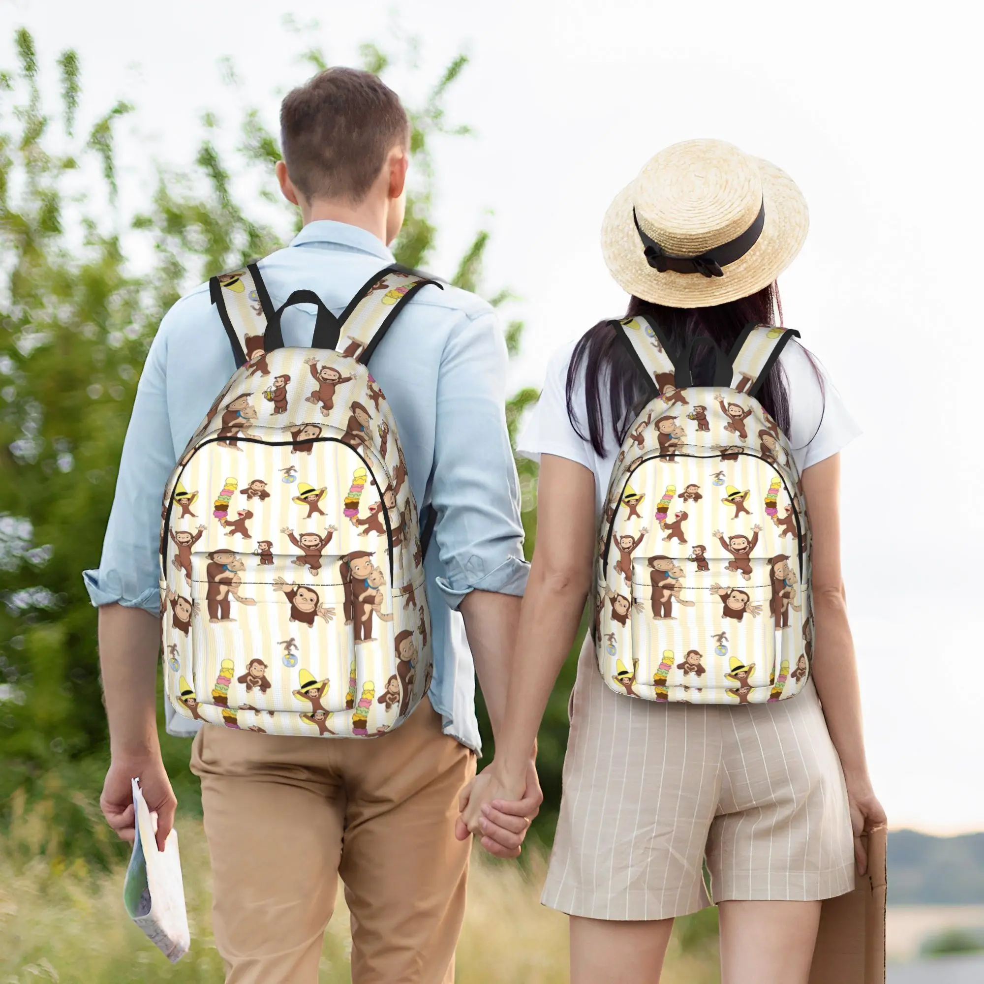 Curious George Cool Backpack Gift High School Hiking Travel Monkey  Daypack for Men Women Laptop Computer Shoulder Bag