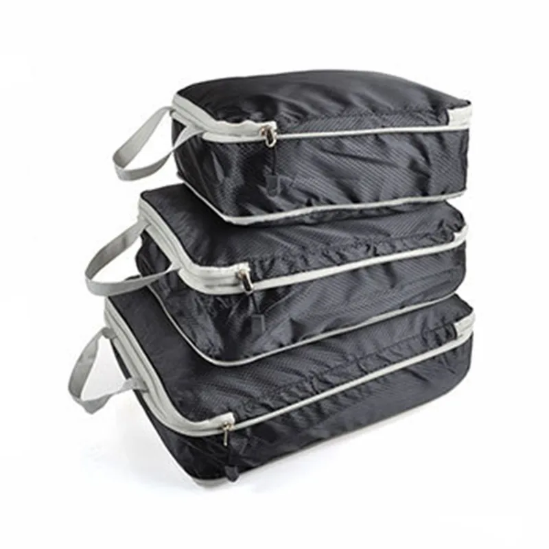 Samendrukbare Opbergtas Set Driedelige Compressie Verpakking Kubus Reisbagage Organizer Opvouwbare Reistas Organizer