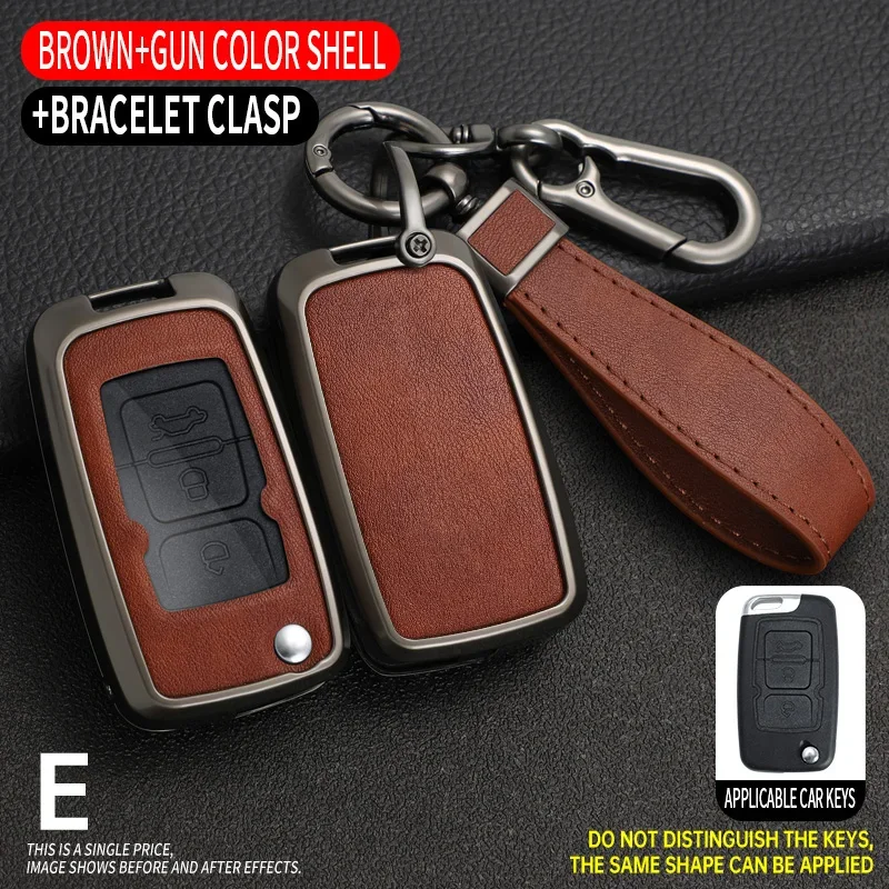 Zinc Alloy Leather Car Key Case Cover for Geely Emgrand EU 7 EC7 EC715 EC718 EC7-RV EC715 EC718-RV GC5 GC6 EC8 SL Keychain