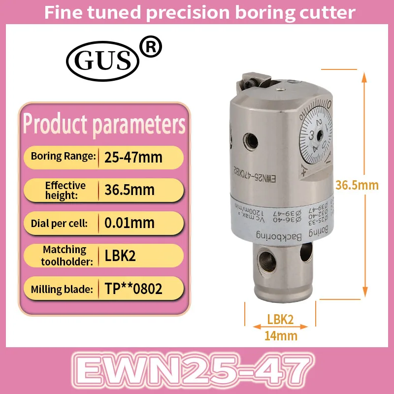 GUS Fine Tuned Boring Head EWN20 EWN25 CNC Tool Holder Metal Lathe Adjustable CBH CKB LBK1 2 3 4 5 6 Chuck Spindle Milling Tools