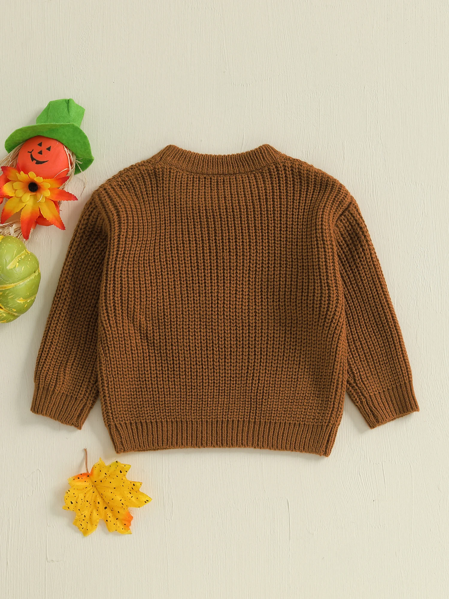 

Kids Halloween Sweater with Spooky Bat and Witch Hat Embroidery Crewneck Long Sleeve Pullover Knit Top for Boys and Girls