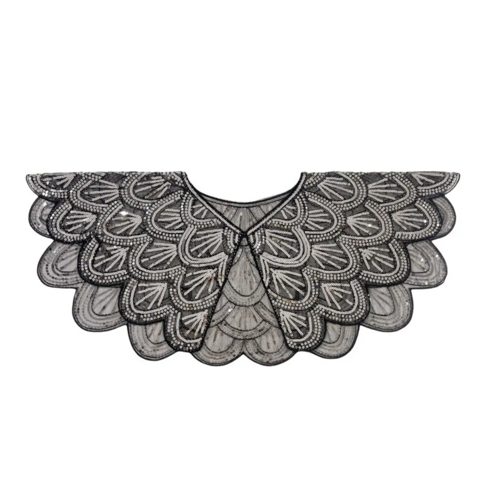 1 Stück 1920er Jahre Thema Pailletten Poncho Mantel Mehrfarbige hohle Pailletten Schals Mode kurze Rüschen Mesh Capes