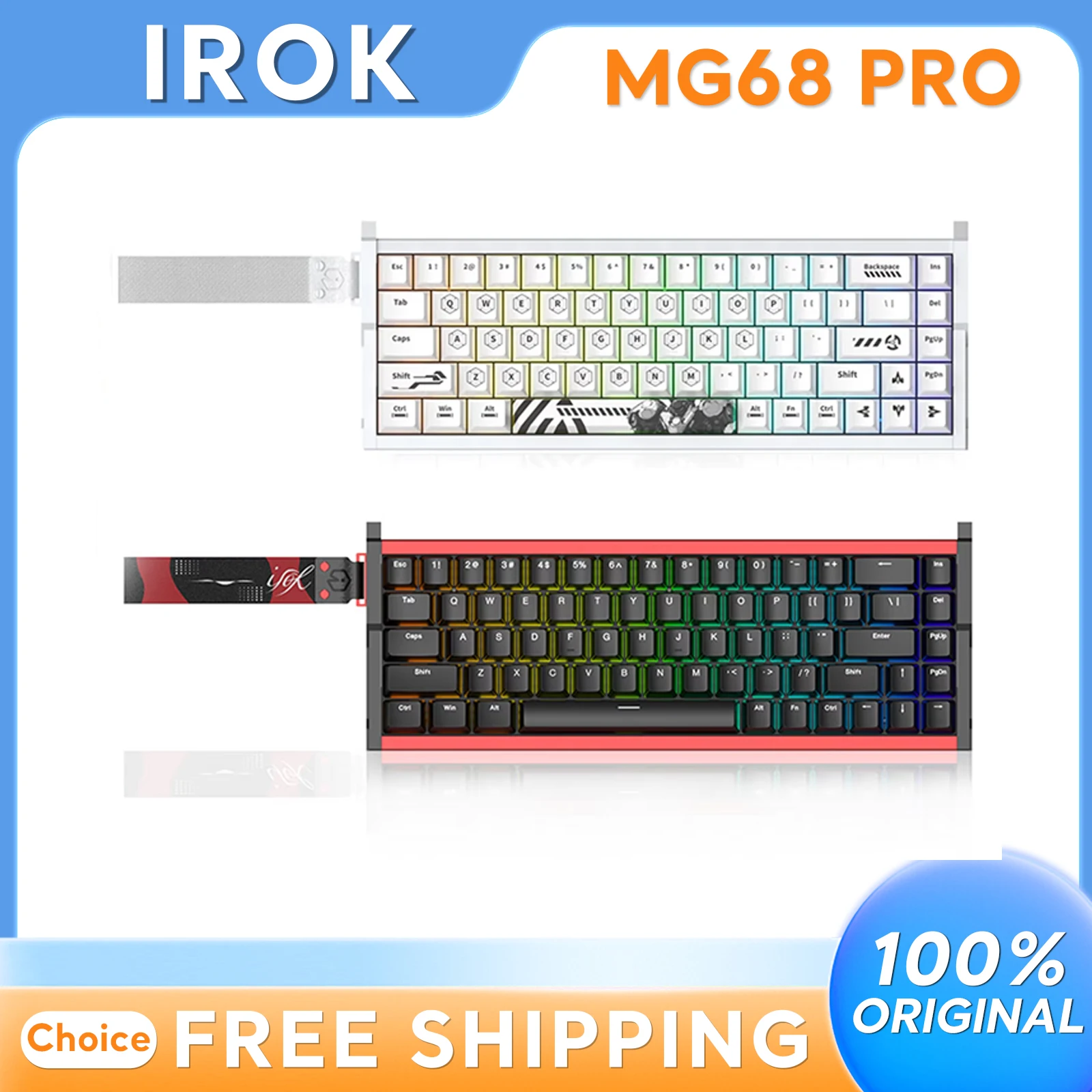 

IROK MG68 Pro GamingMechanical Keyboard Magnetic Switch Low Latency Hot Swap RGB 8K Web Drive customization Long Battery Life