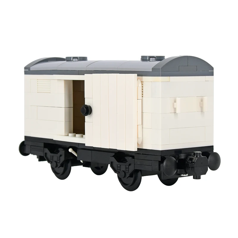 MOC 도시 크리 에이 티브 올드 스타일 냉장 트럭 철도 화물 기차 레일 빌딩 블록 벽돌 DIY 기술 장난감 아이 선물