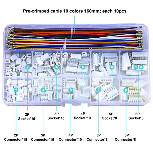 KK 2.5mm Pitch Connector with  22AWG  Cables, Molex 5264 MX 2.54mm Male Female Connector 2/3/4/5/6 Pin 5264 (MX2.54-5264)