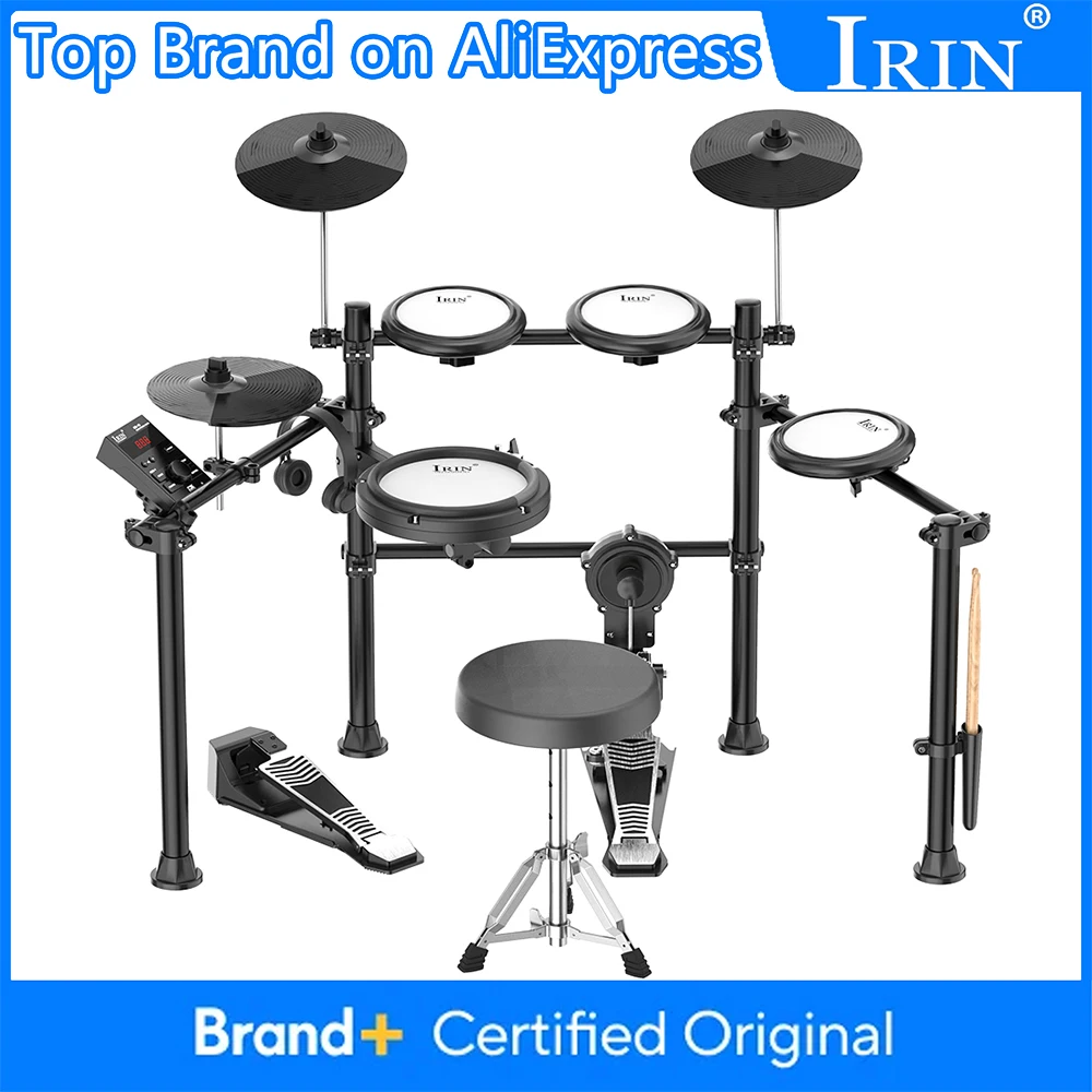 

Электронная ударная установка IRIN ND-16: 5 барабанов, 3 тарелки, 300 звуков, с Bluetooth и USB-подключением, наушники, перкуссионные элементы