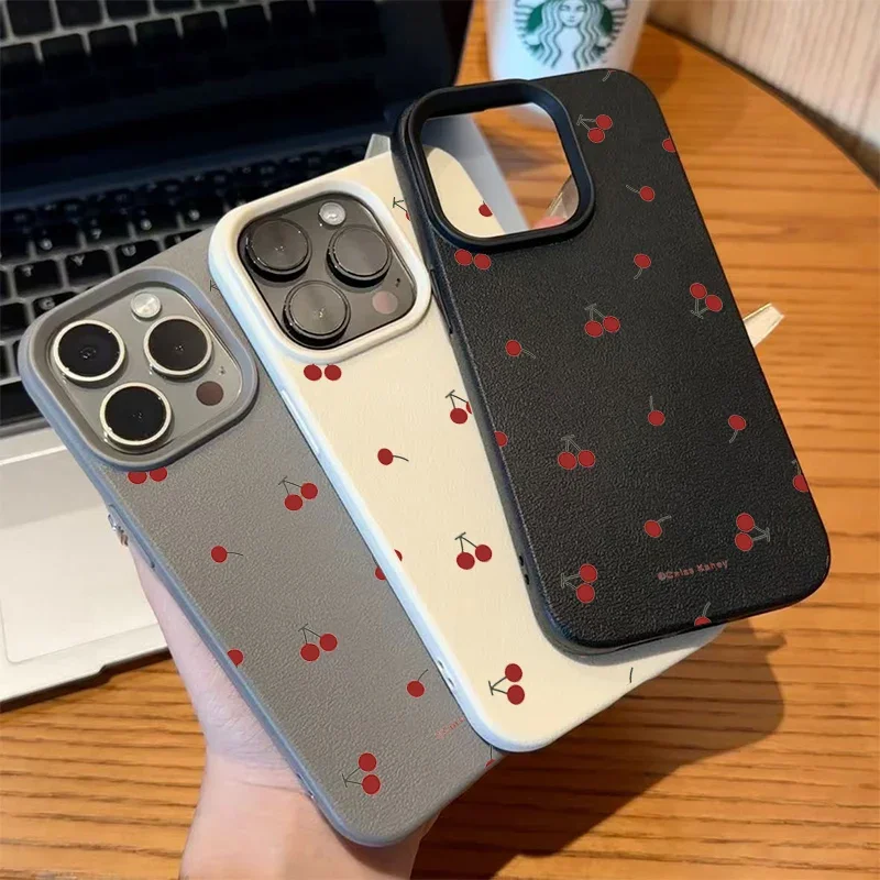 Cute Cartoon Cherry Lichee Pattern Silicone Phone Case For IPhone 16 15 14 13 12 11 Pro Max XS Max XR 14 15 16 Plus Cover Case image 5
