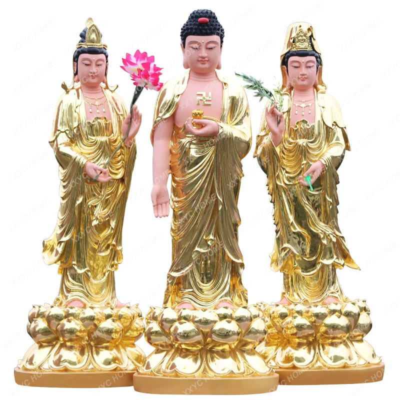 Western Trinity Statue of God Buddha 68/88/108cm Amitabha Buddha Great Potential to Guanyin Bodhisattva Home Decor