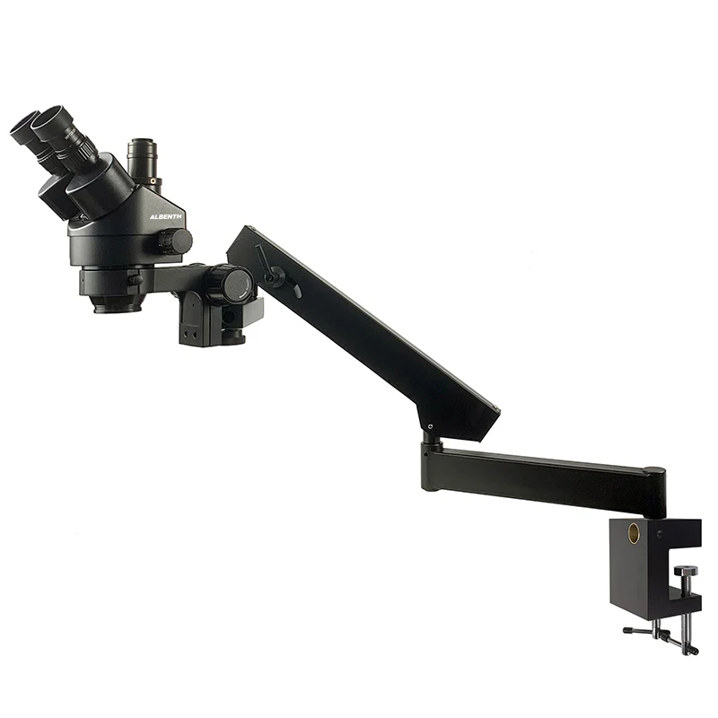 

Albenth 7X-45X Trinocular Stereo Microscope With Articulating Arm Stand C-Clamp