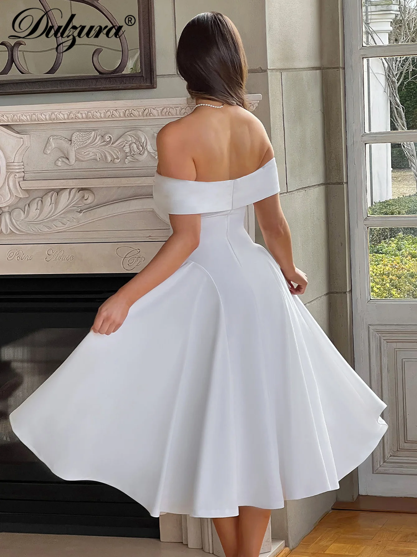 Dulzura Off Shoulder Sleeveless Slim Midi Dress Solid Sexy Elegant Outfit Women’A Party Club Prom Long Dress Winter Clothes