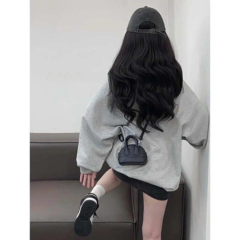 

Shape Shoulder Bag for Women Black Color Pure Style Casual PU Leather Handbag Soft Surface Zipper Closure Bag