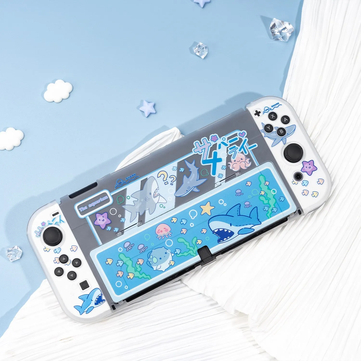 GeekShare-funda protectora OLED para Nintendo Switch, carcasa dura transparente para fiesta de tiburón, Joy-con, nueva carcasa