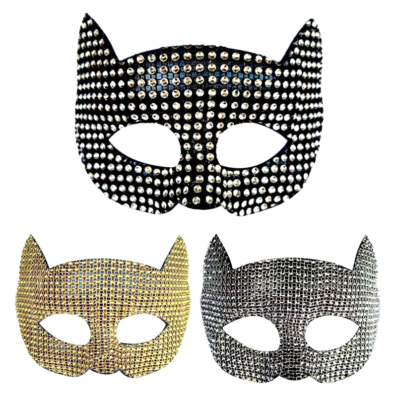 Shiny Cat Ear Masks Cosplay Halloween Party Costume Accessories Sexy Bling Kitten Half Face Masks