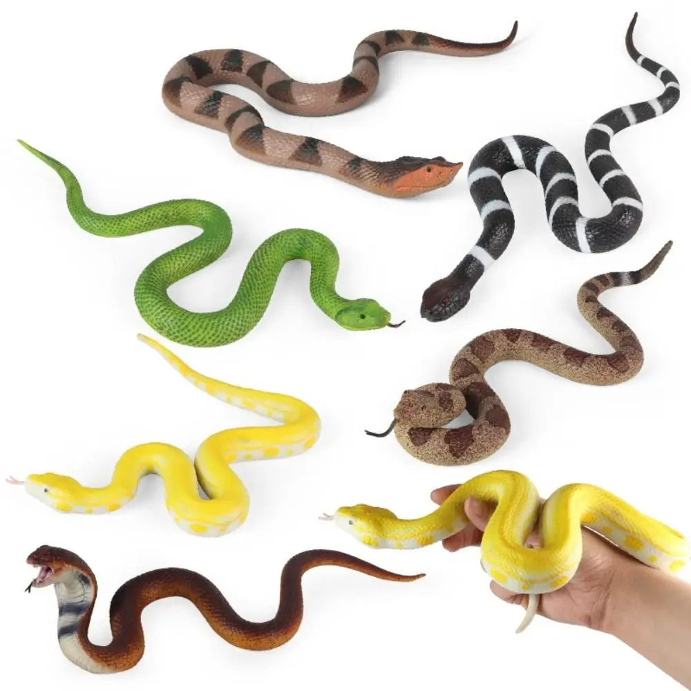 Reptile Animal Snake Action Figures Python Cobra Educational Rattlesnake Model Elastic Lifelike Simulation Snake Halloween Trick