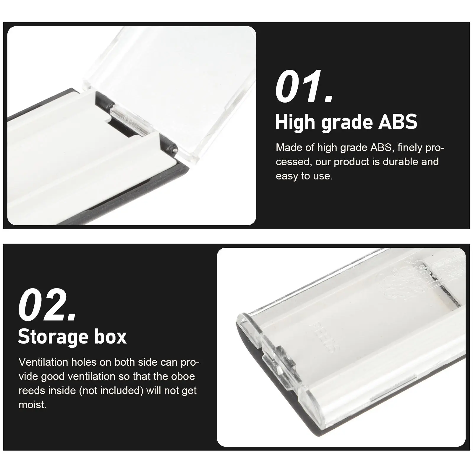 Oboe Reed Storage Case ABS Plastic Ventilated Moisture Resistant Carrying Box for Musicians