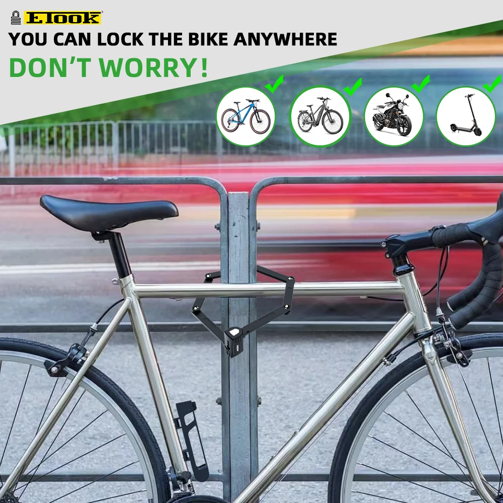 ETOOK Bike Foldable Lock Bicycle lock High Security Anti-Theft Cycling Scooter E-Bike Portable Lock MTB Road Bicycle Accessories