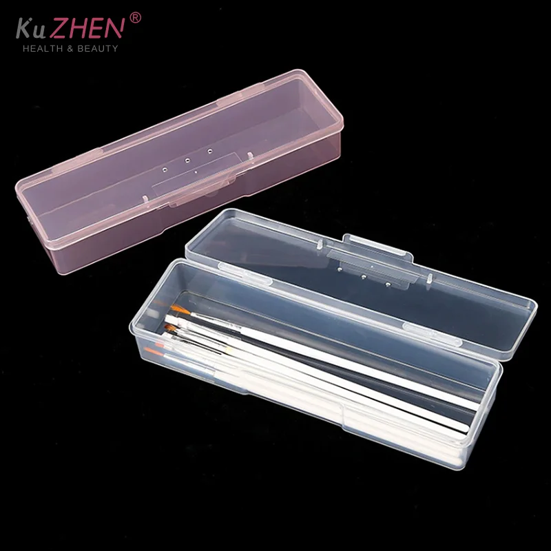 1 قطعة صندوق مجوهرات شفاف صندوق تخزين الأظافر متعدد الوظائف مقاوم للغبار البلاستيك يشكلون فرش المنظم حاوية عالية السعة