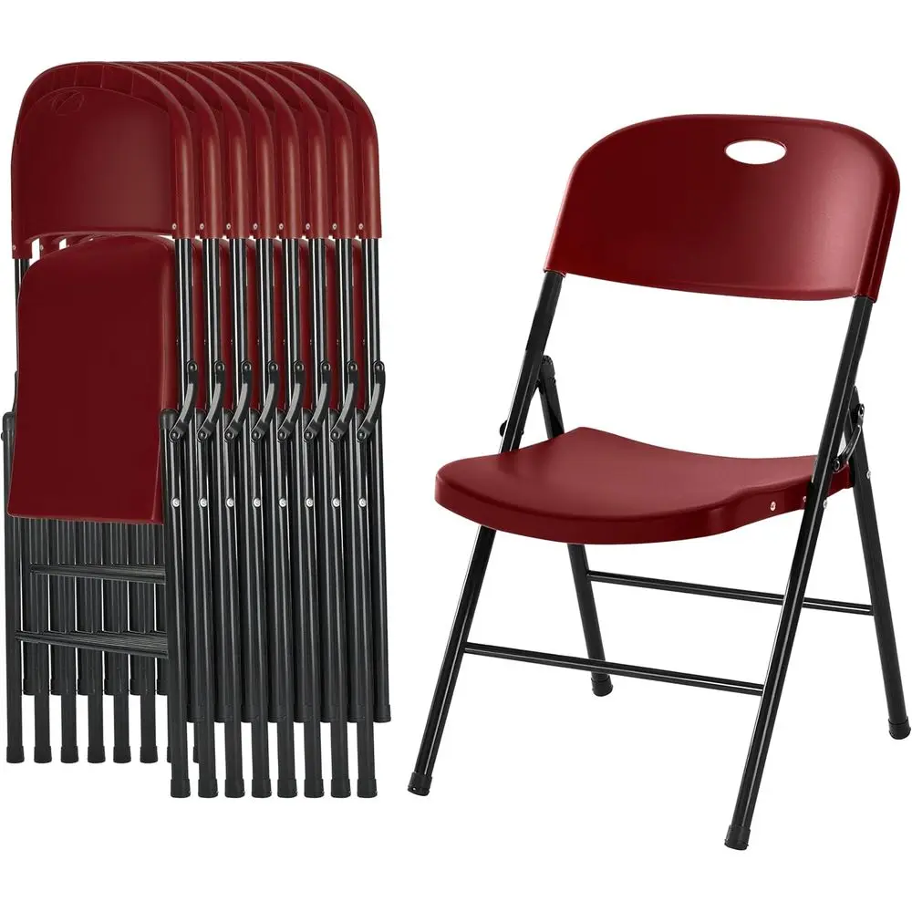 8-Pack Heavy Duty Plastic Folding Chairs, 300 lbs capacity, Stackable Portable Seating for Indoor Outdoor, Party, Wedding, Patio