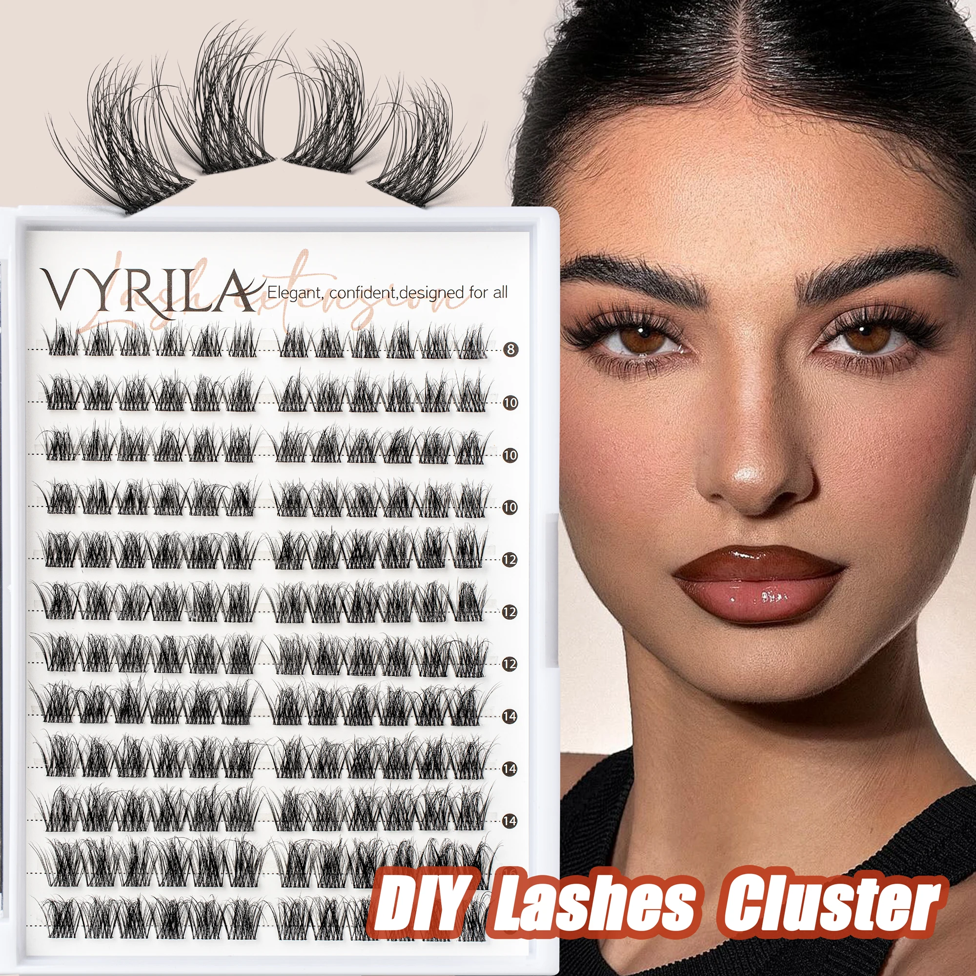 12Rows Lash Clusters 3D Wispy Individual Lashes Resuable Natural Faux Mink Lashes 8-16mix  Cluster Eyelash Extension