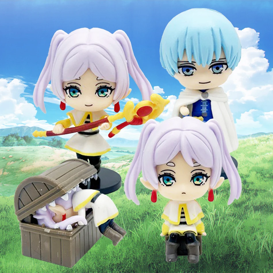 

4Pcs/Set Frieren: Beyond Journey's End Anime Figure Sitting Action Figures Frieren Noodle Stopper Figure Collection Model Toys