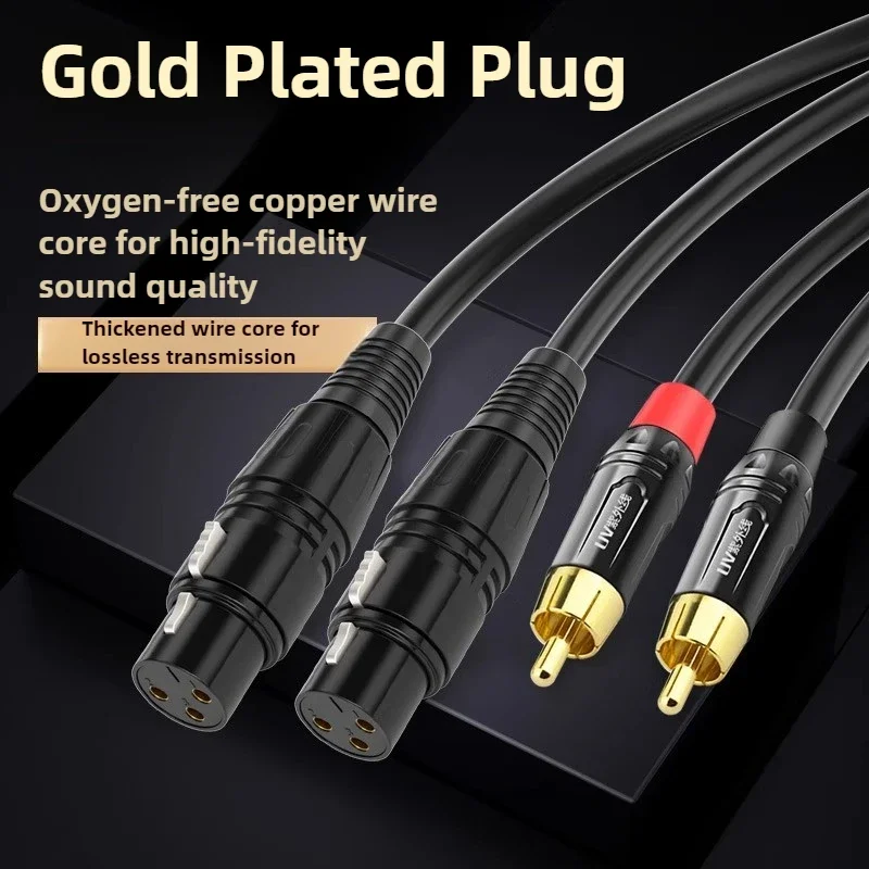 1Pair   2RCA To 2XLR Cable Dual XLR Female To Dual RCA Male Audio Cable for Microphone Mixer Amplifier DVD Speaker Microphone