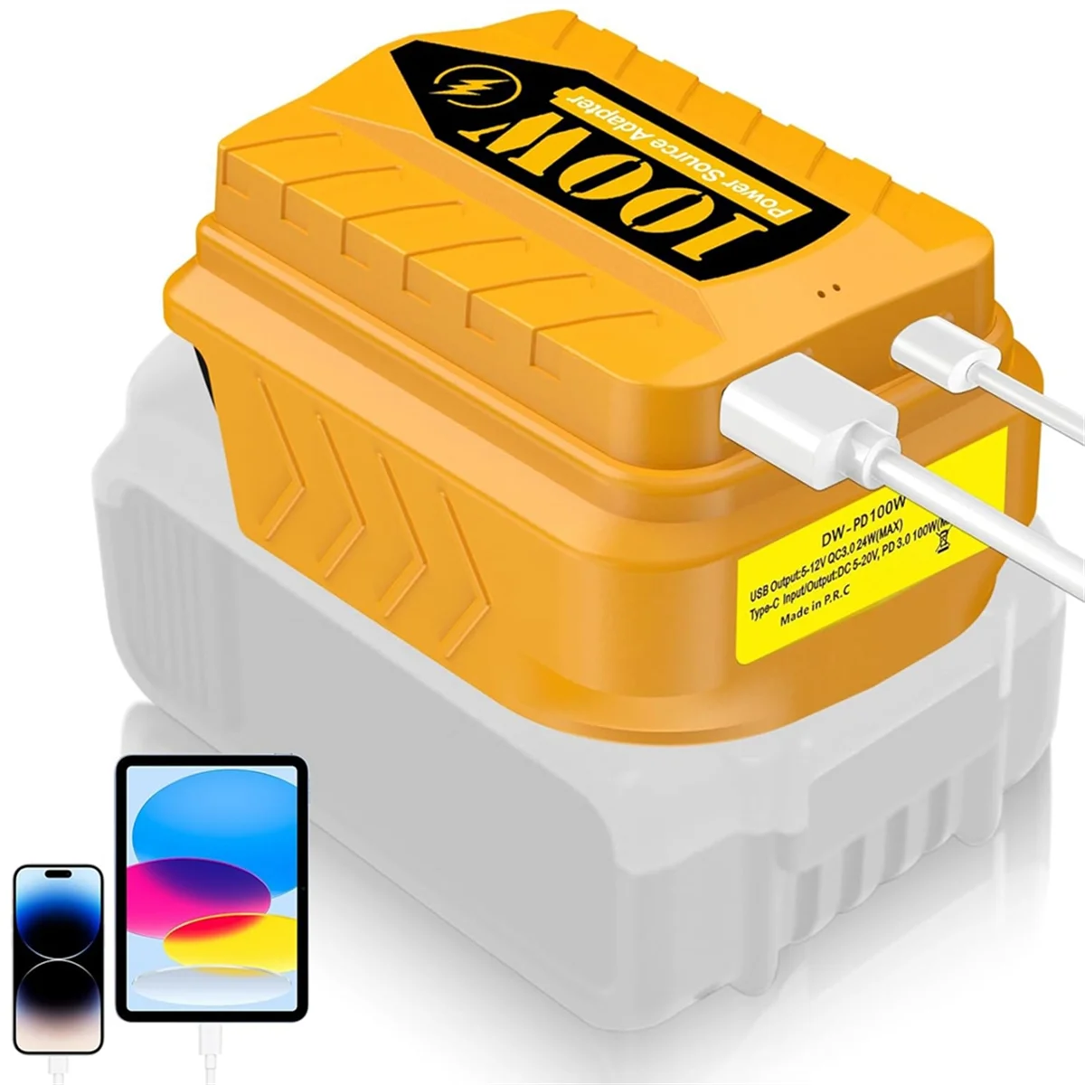 

A002 PD100W USB Charger Adapter for 20V 60V Battery with Type C PD 3.0 100W (MAX) 1 USB QC3.0 Fast Charge Output Ports