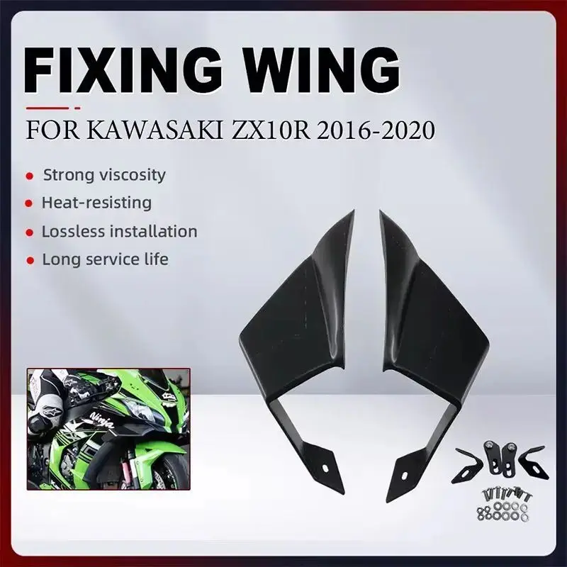 

Motorcycle Fixed Wind Wing For Kawasaki ZX10R ZX-10R ZX 10R 2016-2020 ABS Plastic Front Aerodynamic Side Winglet Spoiler Fairing