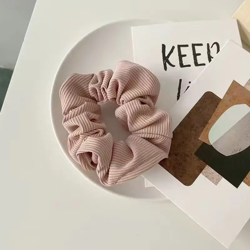Großhandel 6 Stück/Packung Damen Mädchen Mikrofaser Scrunchie Gestrickte Stoff-Haargummis Koreanische Mode Scrunchies Set – Detail 3