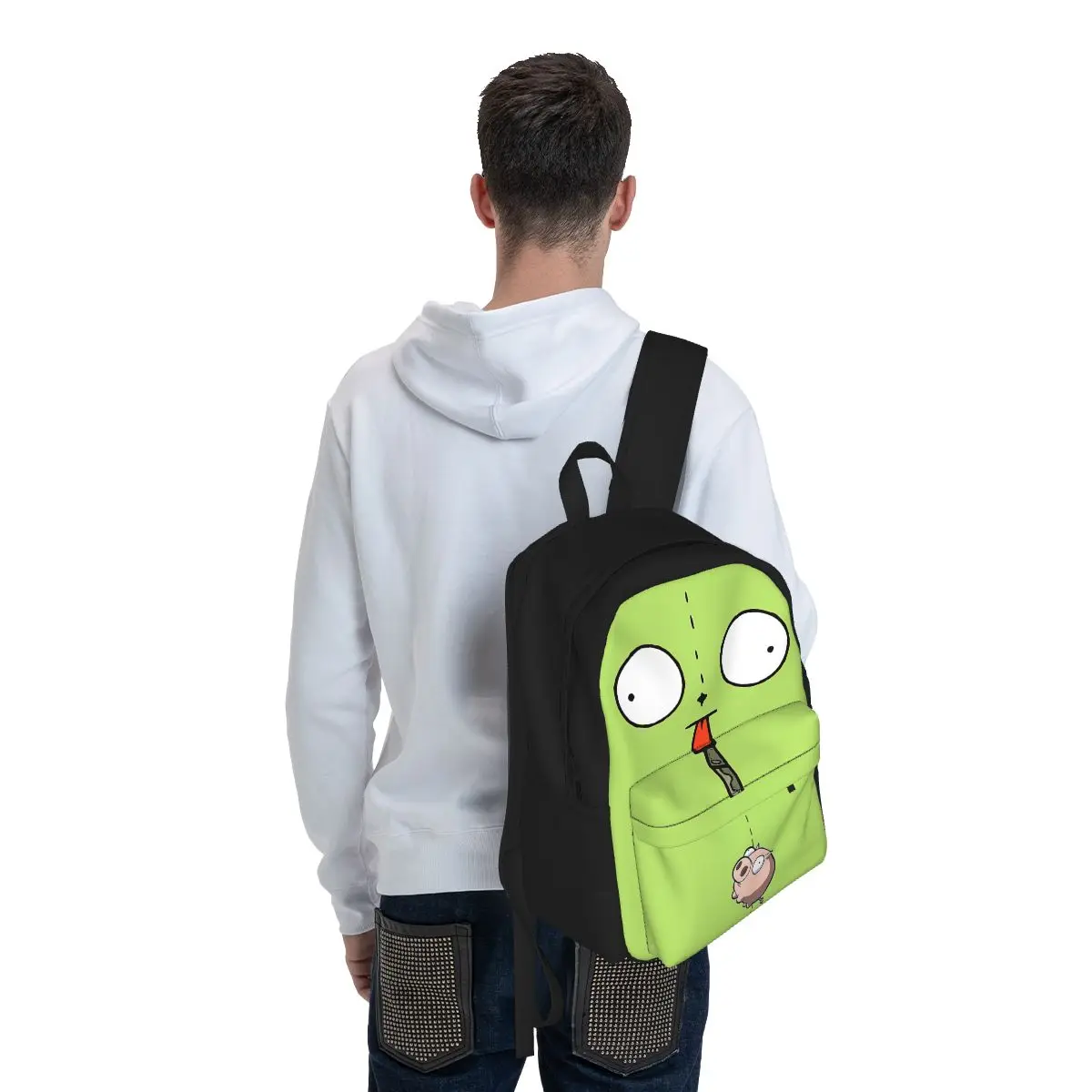 Трендовый школьный рюкзак Invader Zim для ноутбука, большой дорожный ранец на плечо для подростков