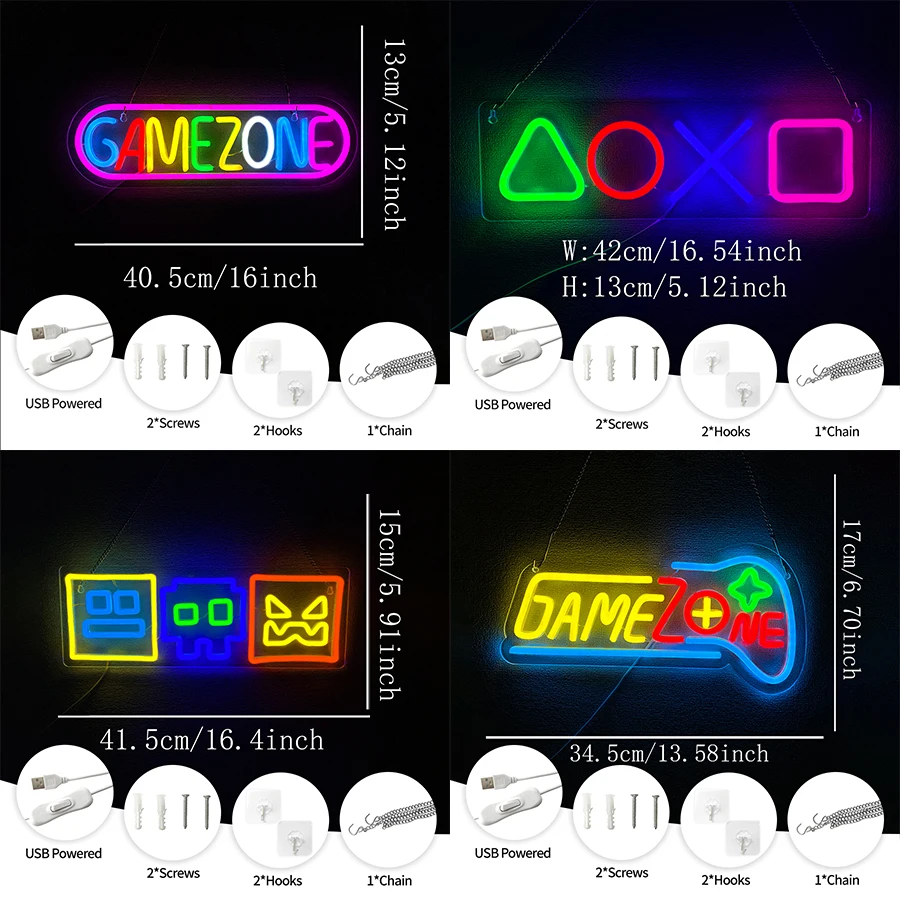 Game Zone Led Neon Sign, Gamepad Personality Icon Party Gift, Used For Bedroom Game Room Club Man Cave Youth Room Art Decor.