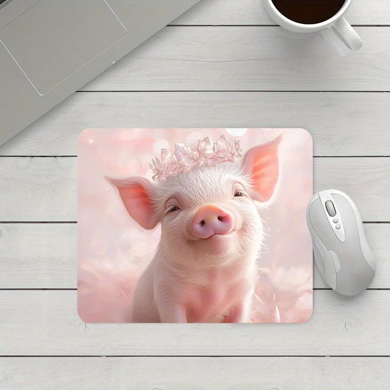 

Милый коврик для мыши в виде свиньи с короной, противоскользящая резиновая основа, водонепроницаемый компьютерный аксессуар с розовым цветочным дизайном