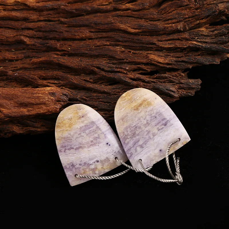 AAA+Artisan-Crafted Handmade Jewelry Double Hole Natural Stone Purple Jasper Drop Earring Bead Accessories For Women