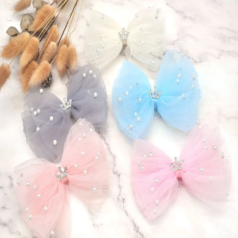 

2 Piece Girls Hair Clips Hair Accessories Shinny Gauze Children Hair Barrettes Lace Bowknot Hairgrips Princess Hair Accessories