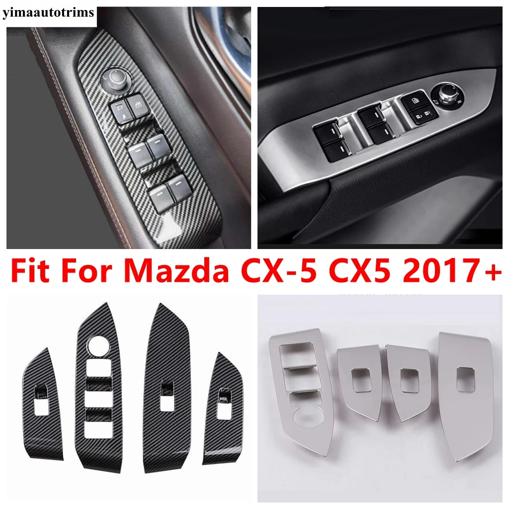 

Car Inner Door Armrest Window Glass Lift Switch Button Panel Cover Trim For Mazda CX-5 CX5 2017 - 2024 ABS Interior Accessories