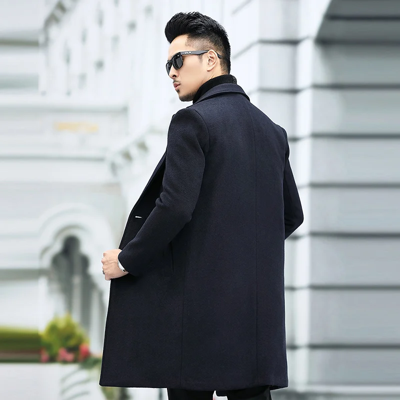 

Maxbarley New Winter Wool Blends Coat For Men Korean Thick Long Cashmere Overcoat Fashion Man Clothes Luxury Grade Woolen Trench