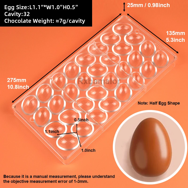 3D Polycarbonate Chocolate Mold Small Easter Egg Chocolate Bonbons Candy Bar Professional Confectionery Baking Pastry Tools