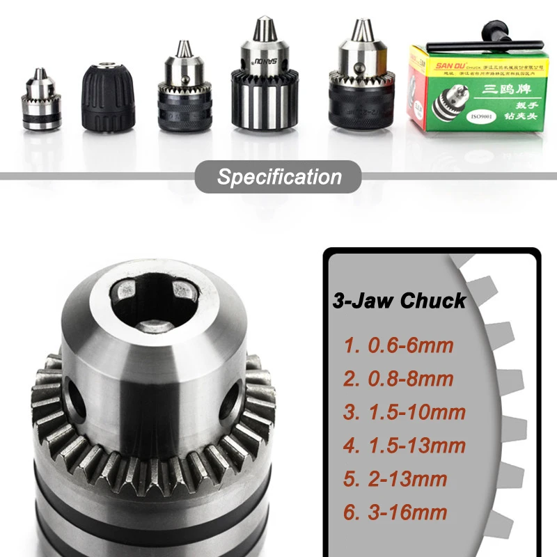 6/8/10/13/16mm Clamp Drill Chuck Bit 1/2-20UNF/B12/B16/B18 Taper Change to SDS PLUS/Hex/Socket Square for Electric Drill/Wrench