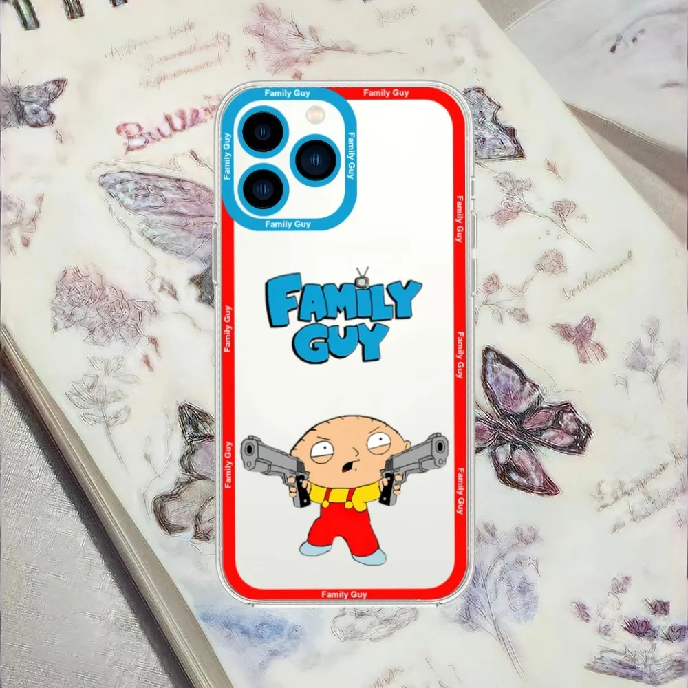 G-Guy Cartoon F-Family Phone Case For iPhone 13 14 15 Mini 11 12 Pro Max Transparent Shell