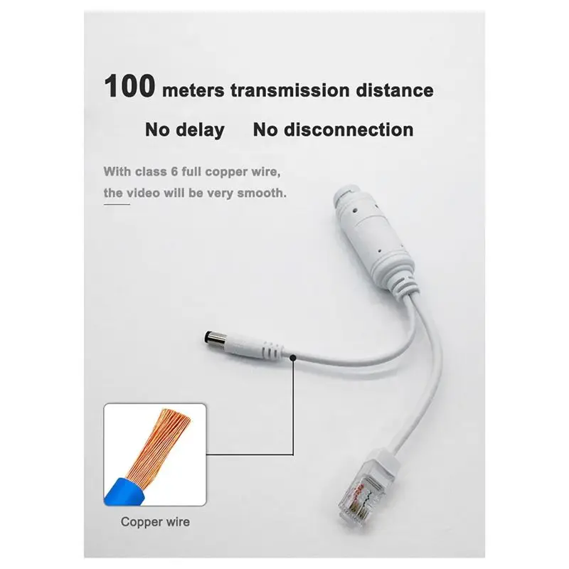 ABGI-10Pc POE Spliter مقاوم للماء مع فيديو Balun + كابل محول الطاقة وحدة إمداد حاقن 48 إلى 12 فولت لموسع كاميرا IP، Du