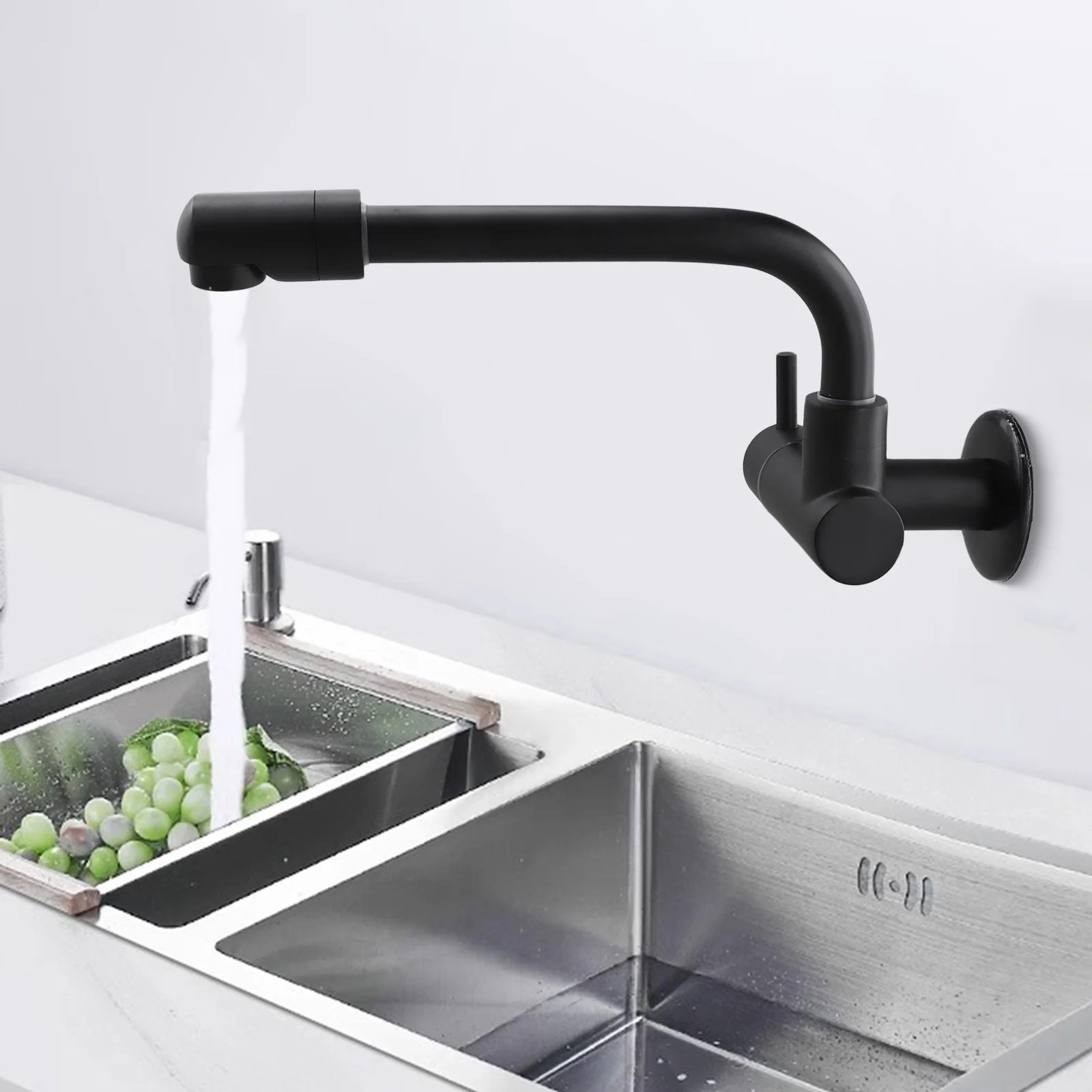 Kitchen Sink Faucet Wall Mounted Swivel Extender Faucet Extension Mop Pool Water Tap Single Handle Cold Water Faucet