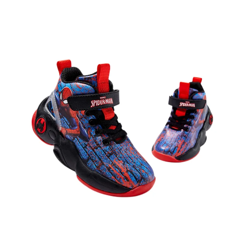 Marvel Anime Boys Sports Shoes 2022 Spring New Children's Basketball Shoes Shock-absorbing Cartoon Spider-Man Running Shoes