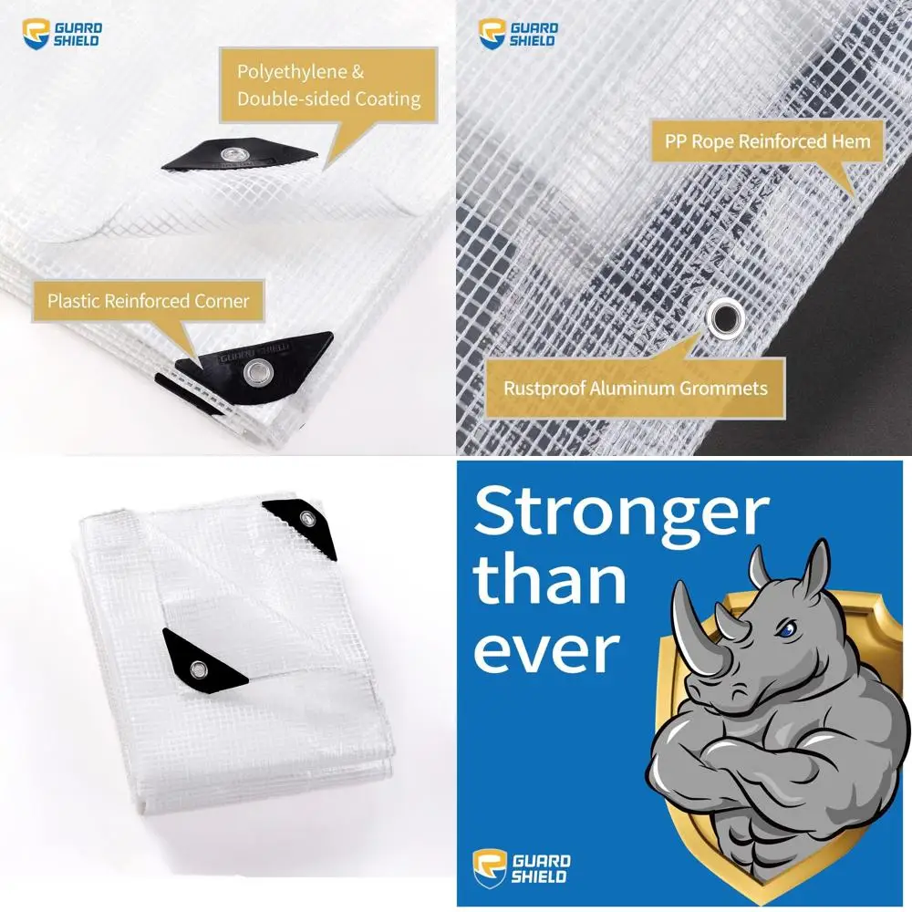 Lona de polietileno resistente a los rayos UV de 16x20 pies para invernadero y jardín al aire libre, impermeable, tejido 3x3, 10 mil