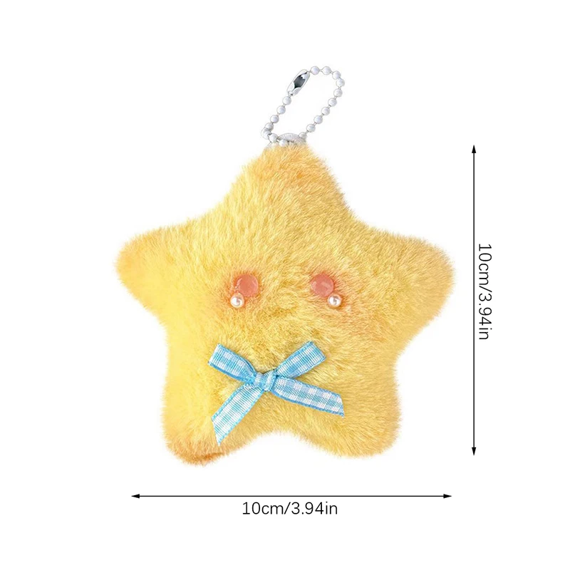 Cute Plush Toy Stars Doll Squeak Keychain Fluffy Soft Stuffed Toy Backpack Bag Pendant Charms Adorkable Gift For Kids Girlfriend