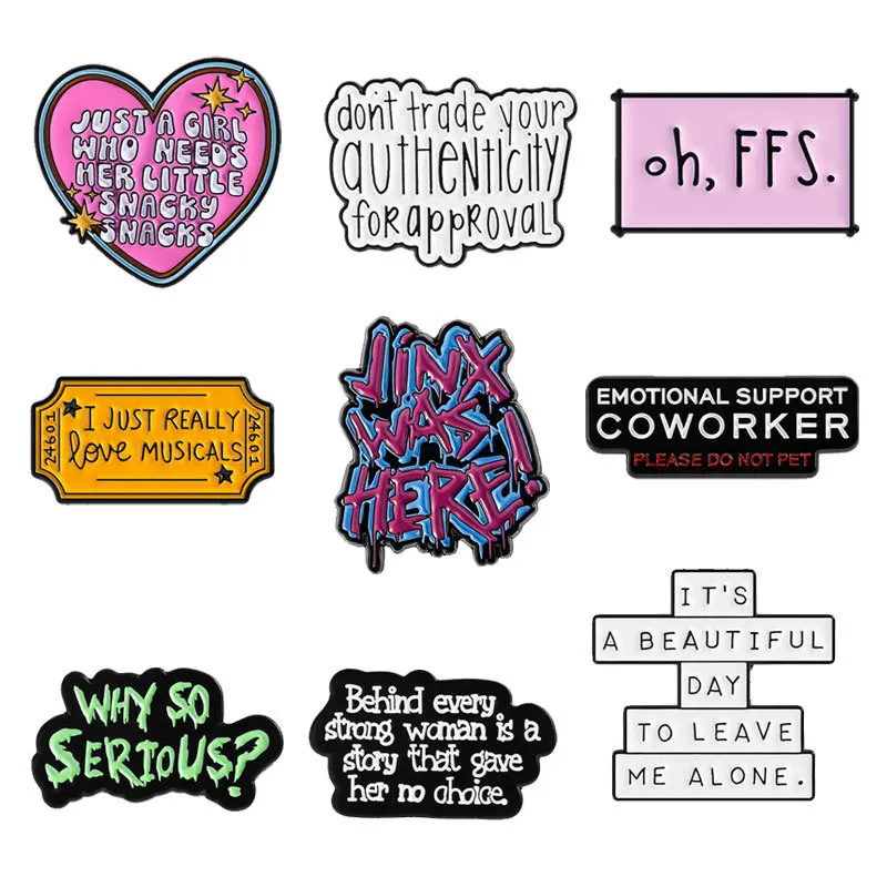 

Simple Black and White Letter-shaped Brooch Clothing Backpack Accessory Pin Alloy Badge Cross-border Series Set