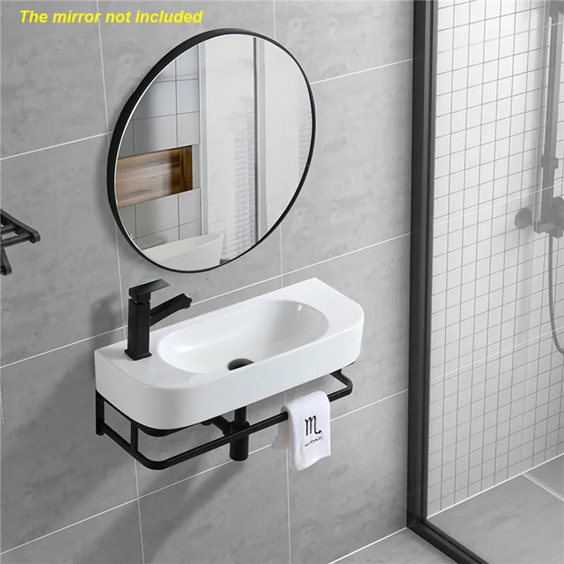 Wall-Mounted Ceramic Washbasin, Balcony Washbasin, Hanging Basin, Small Apartment, Bracket Basin, Wall-Hung Sinks